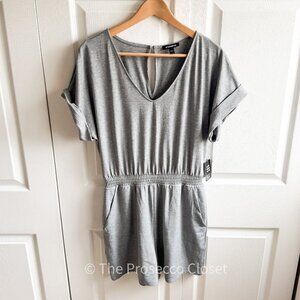 NWT Express Grey Short Jersey Romper with Cinched Waist (S)